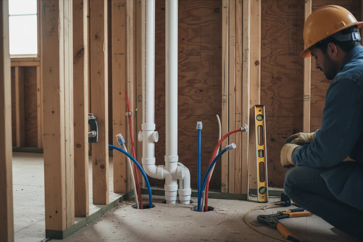 Drain and supply rough-in during Sump Pump Repair in Somersworth